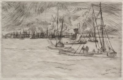 Amsterdam z Tolhuis, 1863. autorstwa James Abbott McNeill Whistler
