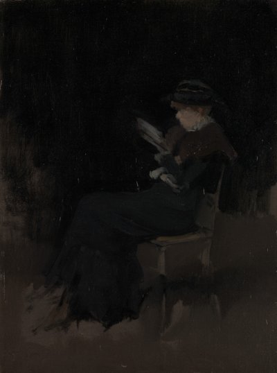 Aranżacja w kolorze czarnym: Girl Reading, ca. 1880-90. autorstwa James Abbott McNeill Whistler