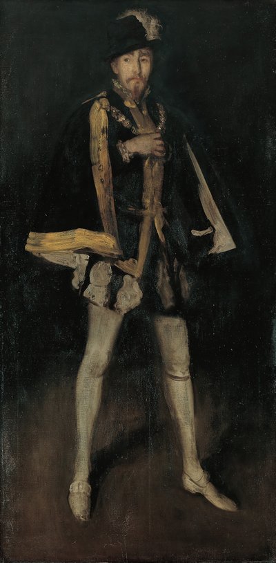 Aranżacja w kolorze czarnym, nr 3: Sir Henry Irving jako Filip II z Hiszpanii, 1876, przerobiony 1885. autorstwa James Abbott McNeill Whistler