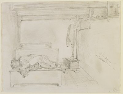 Na farmie Maladrie, 1858 (ołówek na białawym papierze tkanym) autorstwa James Abbott McNeill Whistler