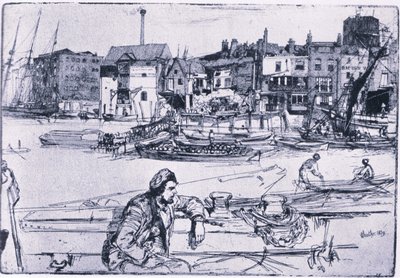 Black Lion Wharf (kolor lito) autorstwa James Abbott McNeill Whistler