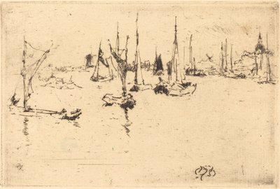 Łodzie, Dordrecht, 1884. autorstwa James Abbott McNeill Whistler