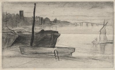 Most i kościół Chelsea, 1871. autorstwa James Abbott McNeill Whistler
