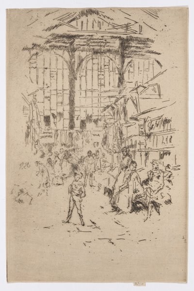 Wymiana ubrań, Houndsditch, nr 2, ok. 1886-88 (akwaforta; tusz na papierze) autorstwa James Abbott McNeill Whistler