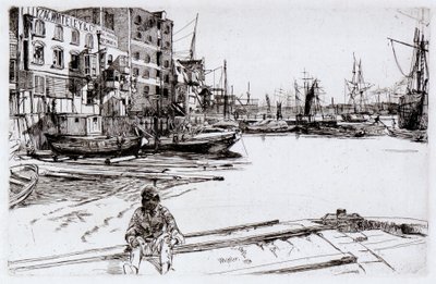 Eagle Wharf (Tyzac, Whitely and Co) autorstwa James Abbott McNeill Whistler