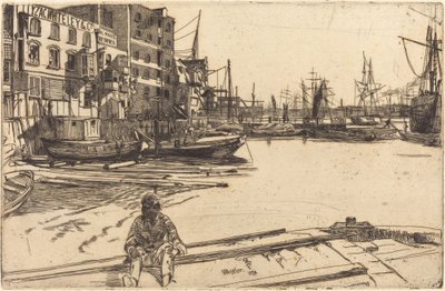 Eagle Wharf, 1859. autorstwa James Abbott McNeill Whistler