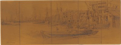 Tabliczka do akwaforty: Magazyny Tamizy, 1859. autorstwa James Abbott McNeill Whistler