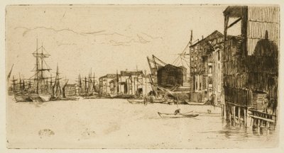 Free Trade Wharf w Londynie autorstwa James Abbott McNeill Whistler