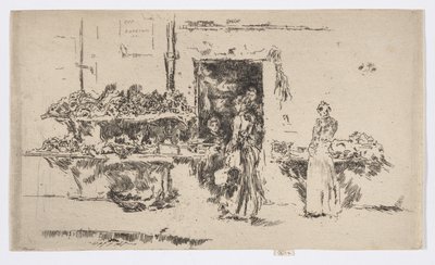 Sklepik warzywny, Paryż, ok. 1892-93 (akwaforta; tusz na papierze) autorstwa James Abbott McNeill Whistler
