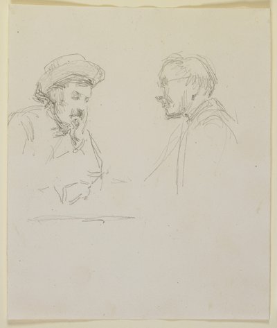Głowy dwóch mężczyzn, ok. 1855-59 (ołówek na białym papierze) autorstwa James Abbott McNeill Whistler