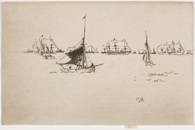 Flota Jej Królewskiej Mości: Wieczór, 1887. autorstwa James Abbott McNeill Whistler