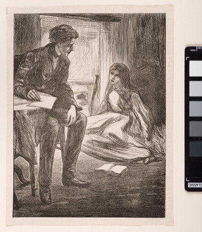 Kenneth i Lena Graeme, w „Kazaniu na proces”, 1862 autorstwa James Abbott McNeill Whistler