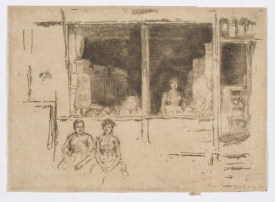 Sklep z melonami, Hounsditch, ok. 1886-88 (akwaforta; tusz na papierze) autorstwa James Abbott McNeill Whistler