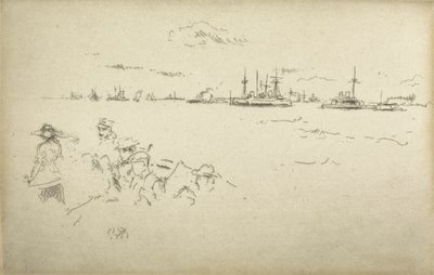 Monitory, z zestawu dwunastu akwafort zatytułowanych The Naval Review, 1887 autorstwa James Abbott McNeill Whistler