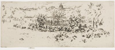 Panteon, Ogrody Luksemburskie, ok. 1892-93 (akwaforta na papierze) autorstwa James Abbott McNeill Whistler