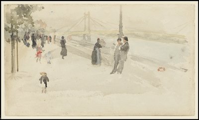 Różowy i srebrny - Chelsea, nabrzeże, ok. 1885 r. autorstwa James Abbott McNeill Whistler