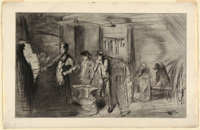 Druk, Kuźnia, z cyklu Akwaforty nad Tamizą i inne tematy, 1861 autorstwa James Abbott McNeill Whistler