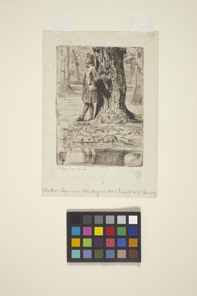 Seymour stojący pod drzewem (akwaforta) autorstwa James Abbott McNeill Whistler