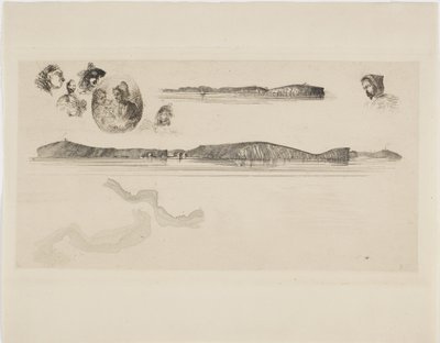 Szkice na płycie pomiarowej wybrzeża autorstwa James Abbott McNeill Whistler