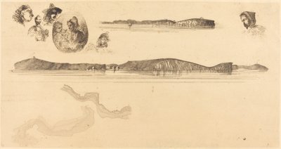 Szkice na tablicy pomiarowej wybrzeża, 18541855. autorstwa James Abbott McNeill Whistler