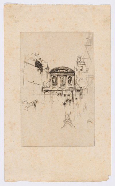 Temple Bar, ok. 1877 (akwaforta i sucha igła; tusz na papierze) autorstwa James Abbott McNeill Whistler