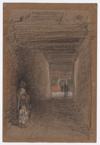 Żebracy - zima, koniec 1879 lub początek 1880 (kreda i pastel na brązowym papierze) autorstwa James Abbott McNeill Whistler