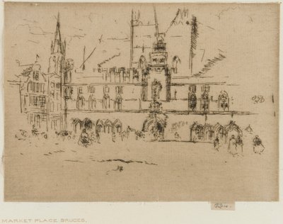 Rynek, Brugia, 1887. autorstwa James Abbott McNeill Whistler