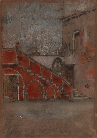 Schody: Uwaga w kolorze czerwonym, 1880 r. autorstwa James Abbott McNeill Whistler