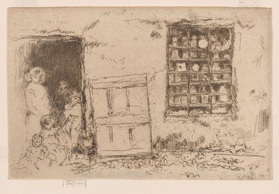 Wiejski sklep ze słodyczami, ok. 1884-86 (akwaforta; tusz na papierze) autorstwa James Abbott McNeill Whistler