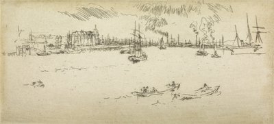 Tilbury, z zestawu dwunastu rycin zatytułowanych The Naval Review, 1887 autorstwa James Abbott McNeill Whistler