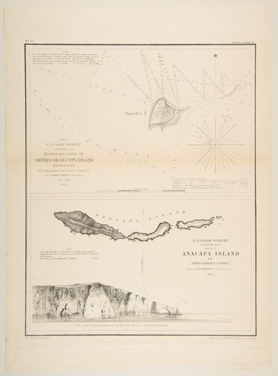 US Coast Survey... Rekonesans Wyspy Smitha lub Blunta, Waszyngton U.S. Coas..., 1854-57 autorstwa James Abbott McNeill Whistler