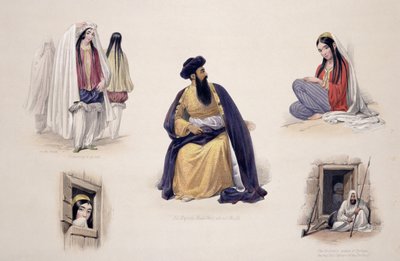 Portret Jego Królewskiej Mości Shah-Sooja-Ool-Moolk (1780-1842), ze „Szkiców w Afganistanie”, rytowany przez Charlesa Haghe (1810-88) i Louisa Haghe (1806-85), opublikowany przez Henry