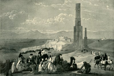 Twierdza i cytadela Ghazni i dwa minary, ok. 1840, 1901. autorstwa James Atkinson