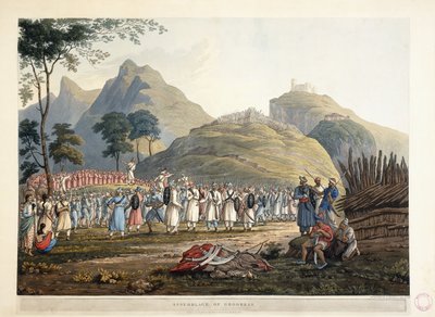 Zgromadzenie Ghoorków, 1820 autorstwa James Baillie Fraser