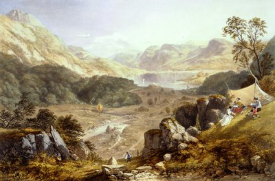 Thirlmere i Wythburn, z „The English Lake District” autorstwa James Baker (after) Pyne