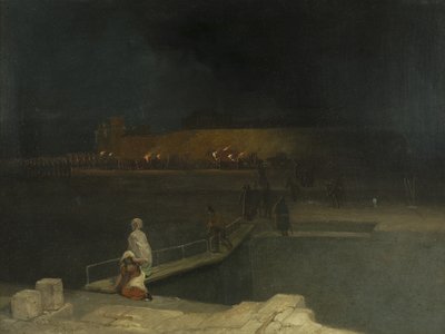 Zamieszki w Bristolu: więźniowie eskortowani przez Torchlight autorstwa James Baker Pyne