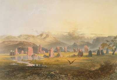 Kamienny krąg Castlerigg w pobliżu Keswick, z „The English Lake District”, 1853 autorstwa James Baker Pyne