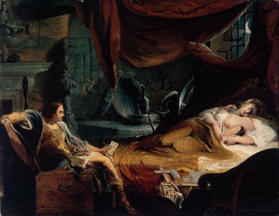 Iachimo wychodzący ze skrzyni w komnacie Imogen autorstwa James Barry