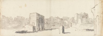 Rzym, widok łuku Konstantyna z innymi ruinami autorstwa James Barry