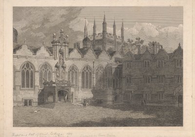 Widok na kaplicę i salę Oriel College autorstwa James Basire