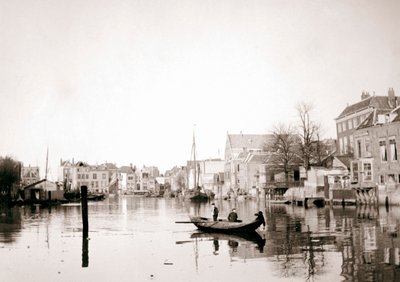 Łódź na kanale, Dordrecht, Holandia, 1898. autorstwa James Batkin