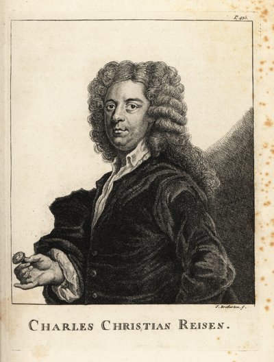 Portret Charlesa Christiana Reisena (1680-1725), angielskiego grawera klejnotów i grawera pieczęci autorstwa James Bretherton