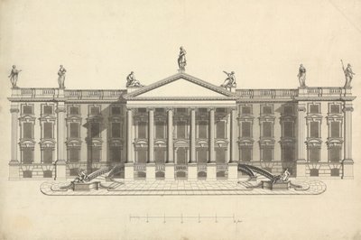 Ukończony rysunek niezidentyfikowanej rezydencji palladiańskiej autorstwa James Bruce