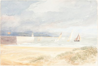 Scena brzegowa z żaglówkami (Portland, Dorset?) autorstwa James Bulwer