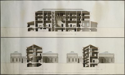 Projekty neoklasycystycznego domu dla Lorda Charleville: trzy sekcje autorstwa James Byres