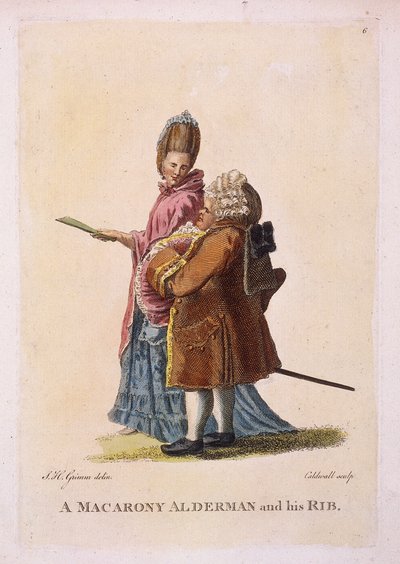 „Makaronowy wójt i jego żebro”, ok. 1770 r. autorstwa James Caldwall