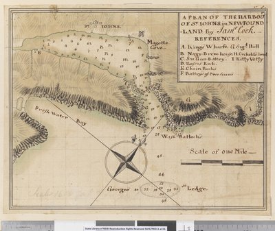 m.in. Plan portu St Johns w Nowej Fundlandii autorstwa James Cook