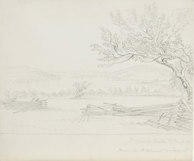 Derwent Lake z rezydencji pana W. Mains, 1843 (grafit na kremowym papierze tkanym) autorstwa James David Smillie