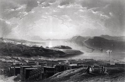 Golden Gate, z Telegraph Hill, z "Malowniczej Ameryki" Williama Cullena Bryanta, wyryte przez Edwarda Paxmana Brandarda (1819-98) ok. 1873 r. autorstwa James David Smillie