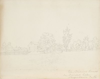 Dom pana Mainsa nad jeziorem Derwent, Susquehanna Co. Pa., 1843 (grafit na kremowym papierze tkanym) autorstwa James David Smillie